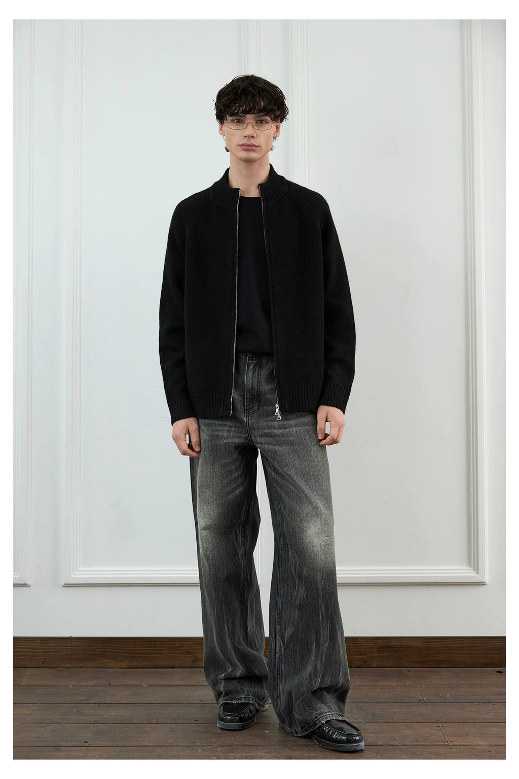 SINONOME Simple Loose Zipper Sweater