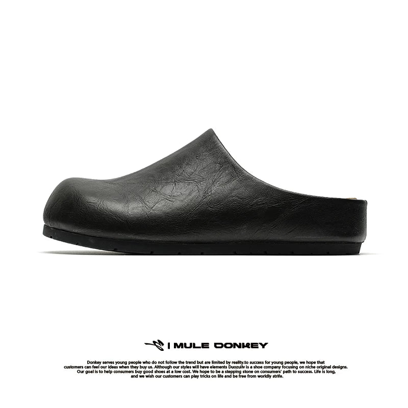 Donkey Anti-velvet Thick-soled Lazy Ugly Bag Head Half Slippers