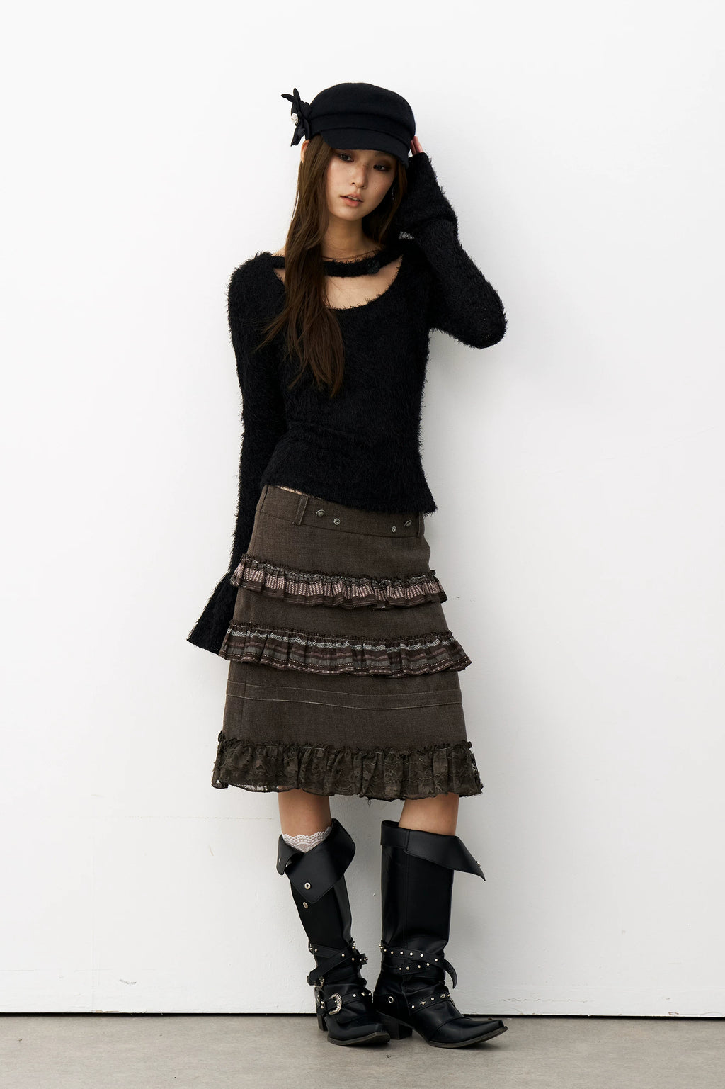 THELIGHT Three-dimensional Flower Wool Woolen Beret