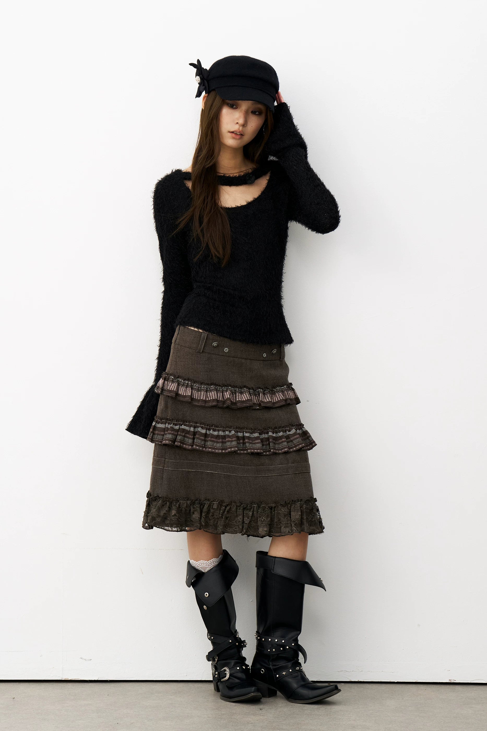 THELIGHT Three-dimensional Flower Wool Woolen Beret