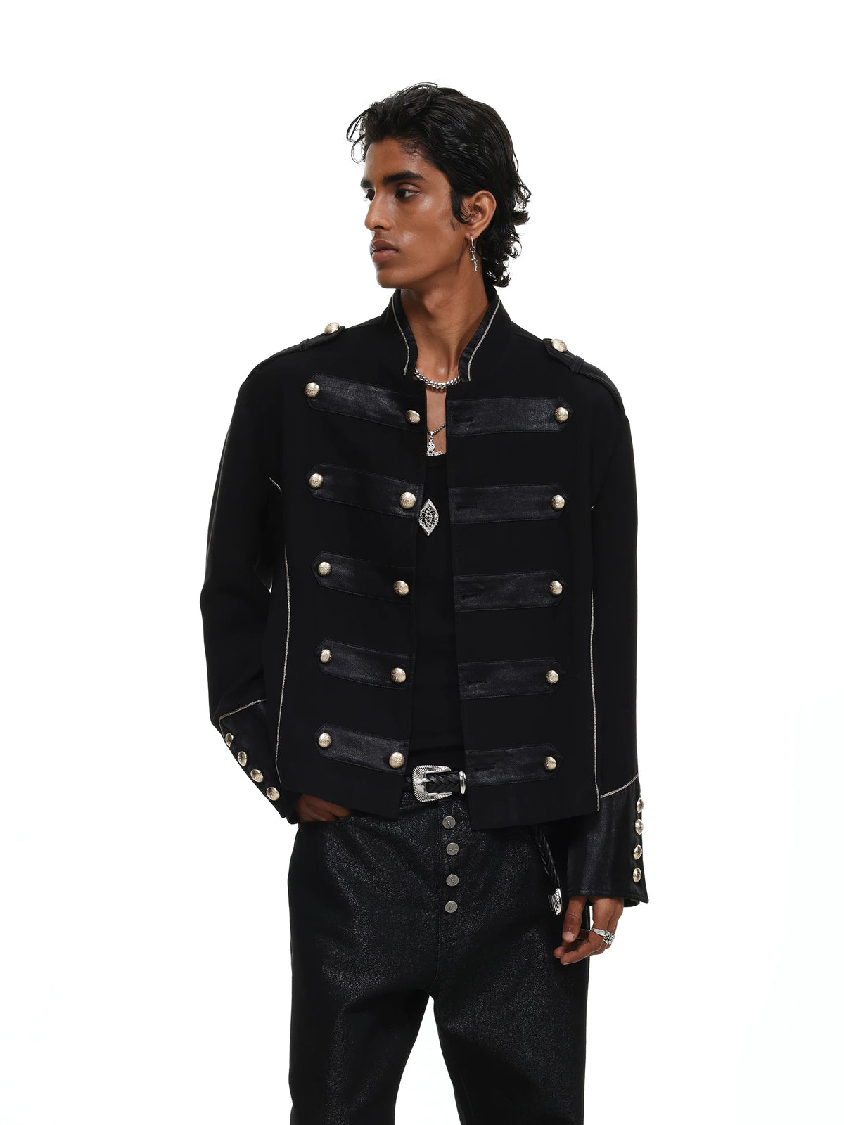 INTERLINKED Wrinkle-Resistant Slim Fit Stand Collar Jacket