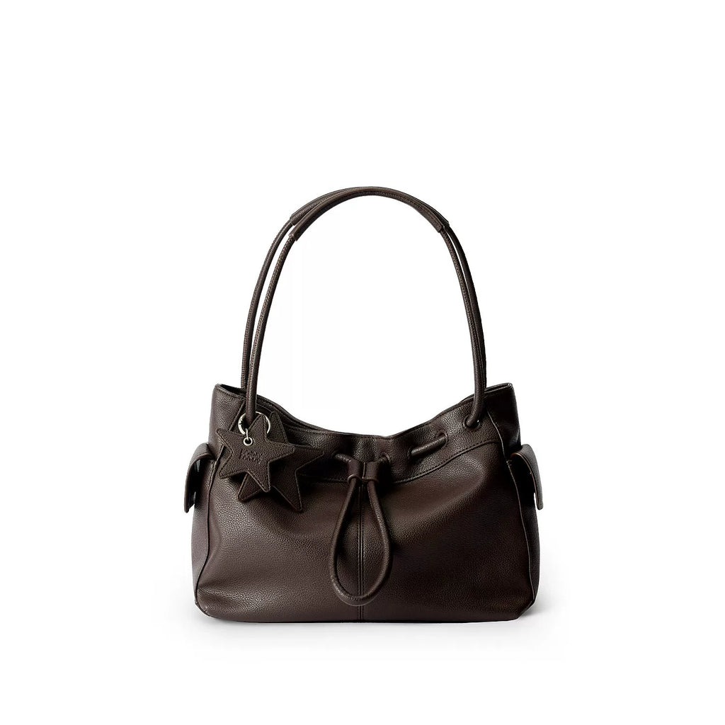 ECODAY Pebble Grain Faux Leather Drawstring Boston Bag