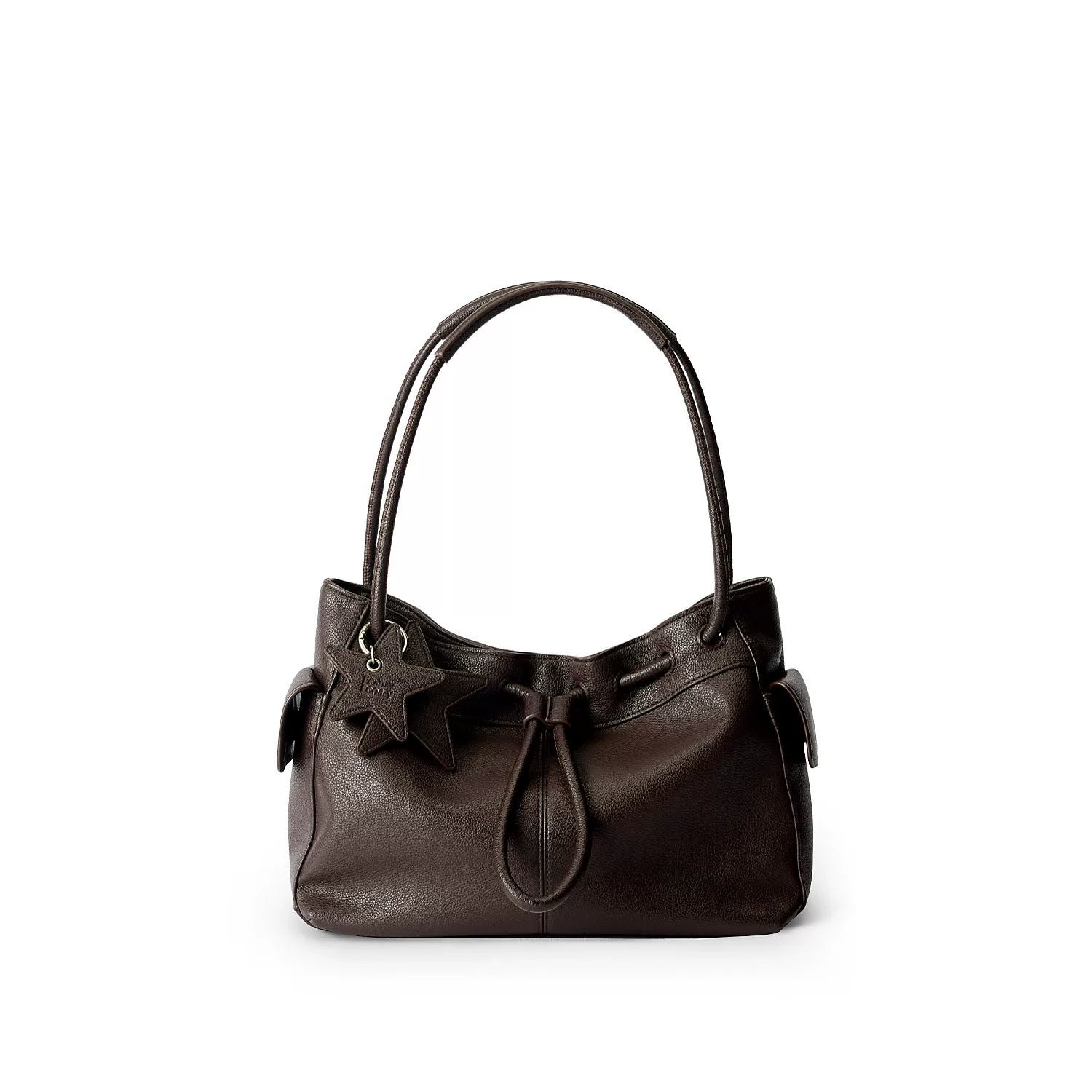 ECODAY Pebble Grain Faux Leather Drawstring Boston Bag