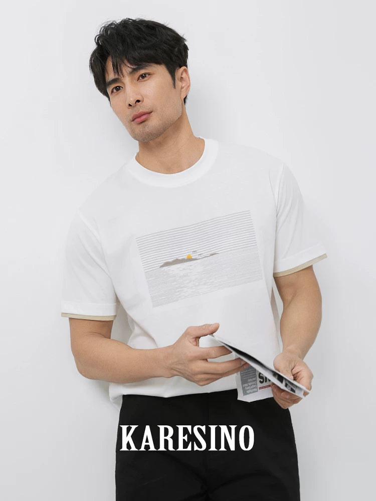 KARESINO White Embroidered Breathable Crew Neck Tee