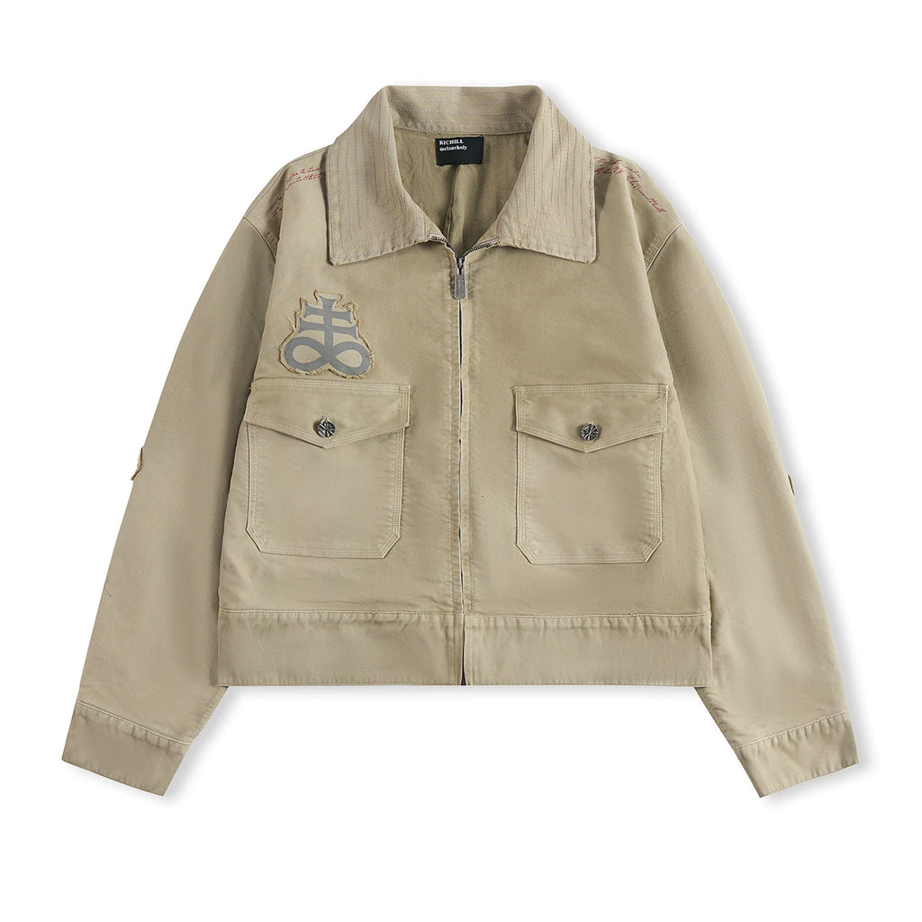 RICHILL French Imported Khaki Two-Pocket Zip Jacket