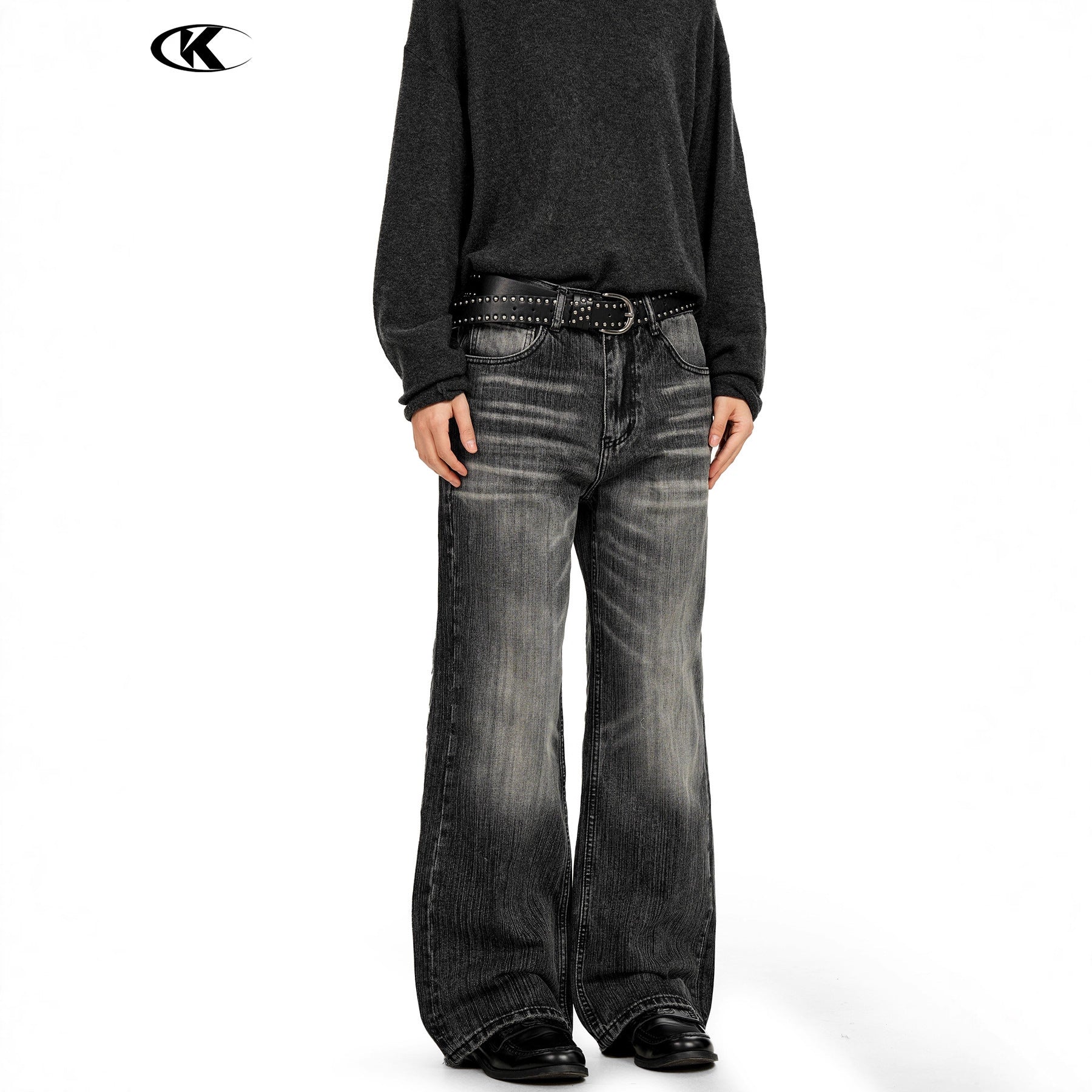 11KN American Washed 3D Whiskering Straight Leg Jeans