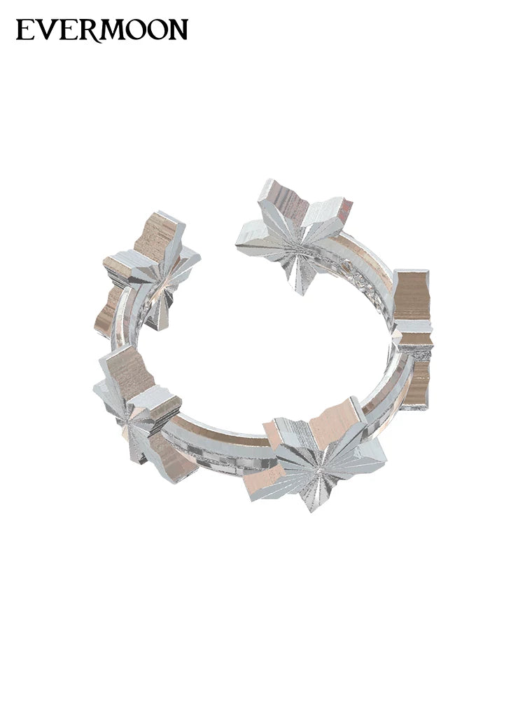 EVERMOON Sterling Silver Star Open Ring