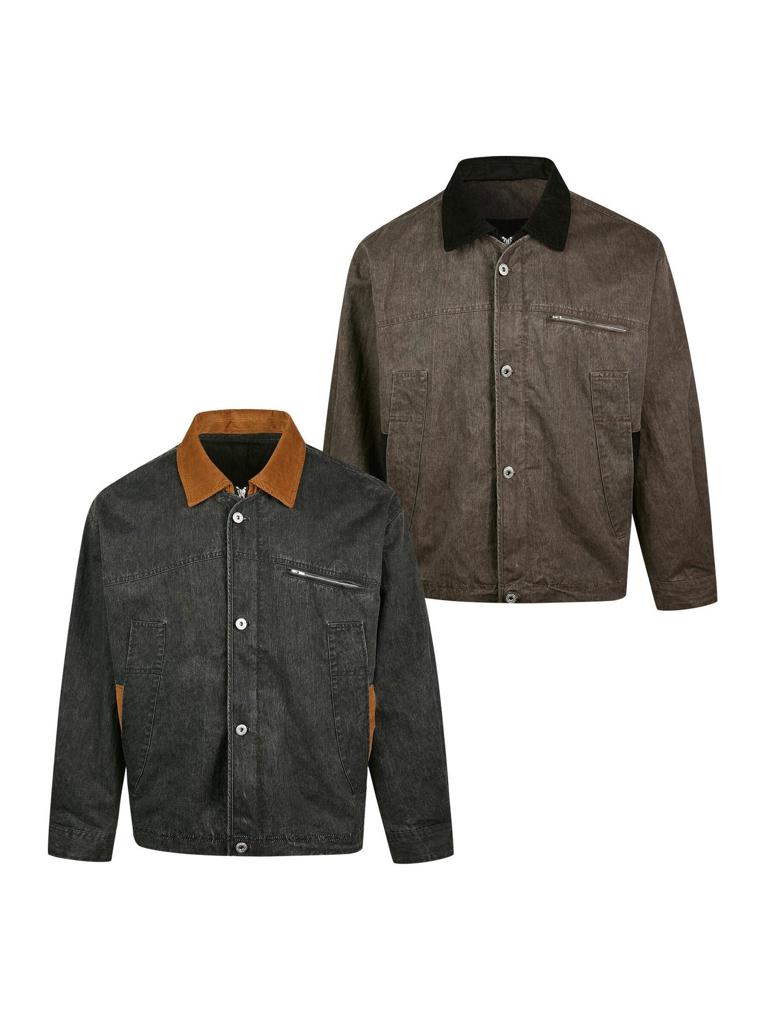 EME Retro Corduroy Lapel Short Wide Thin Jacket