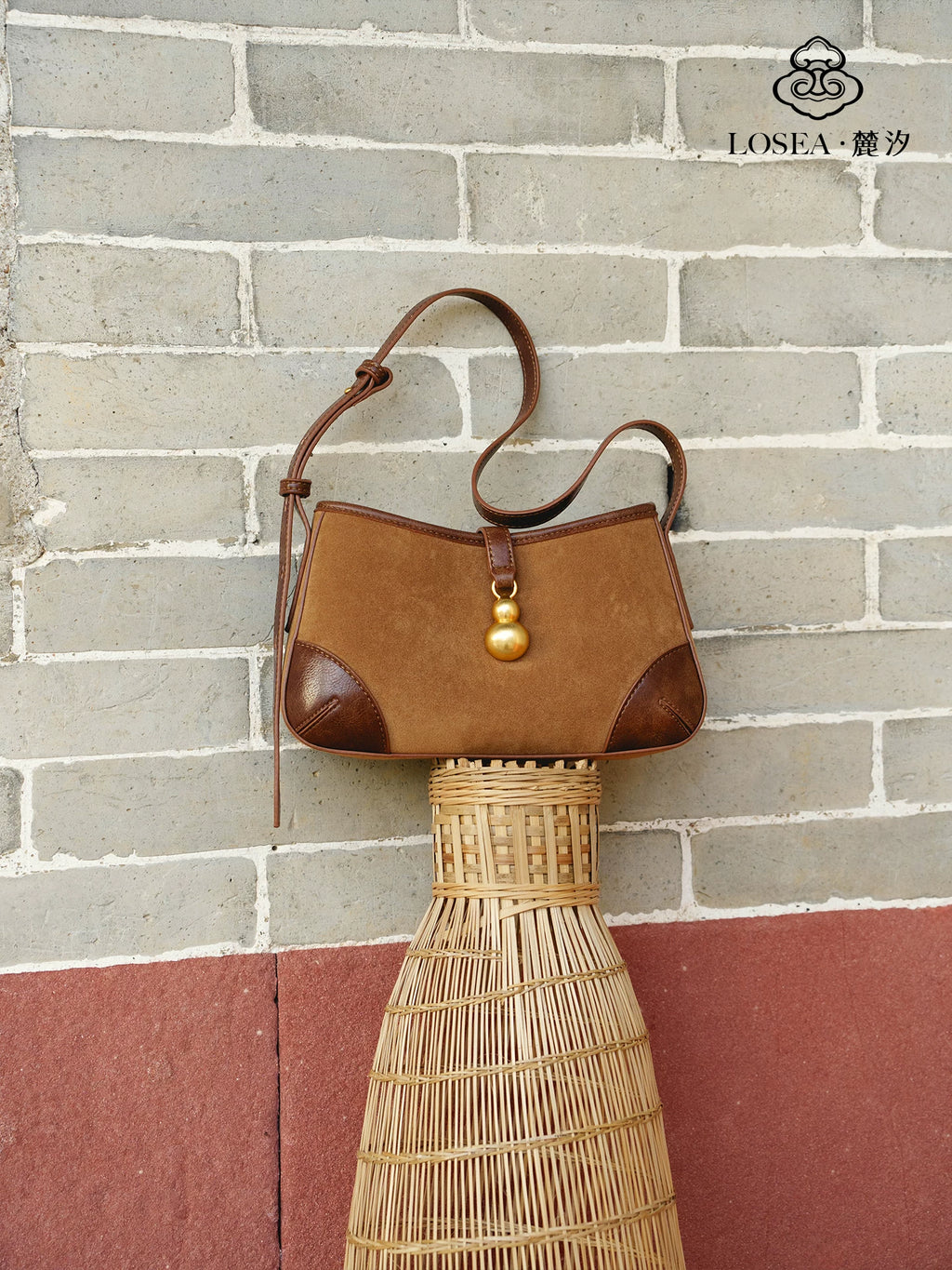 LOSEA Purple Suede Saddle Shoulder Bag - Zip Top