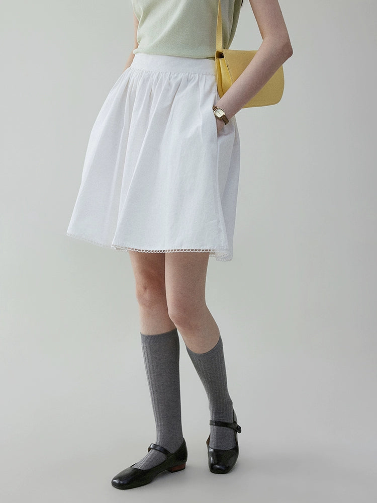 VOOE Semi-elastic Pleated Age-reducing Versatile A-shaped Skirt