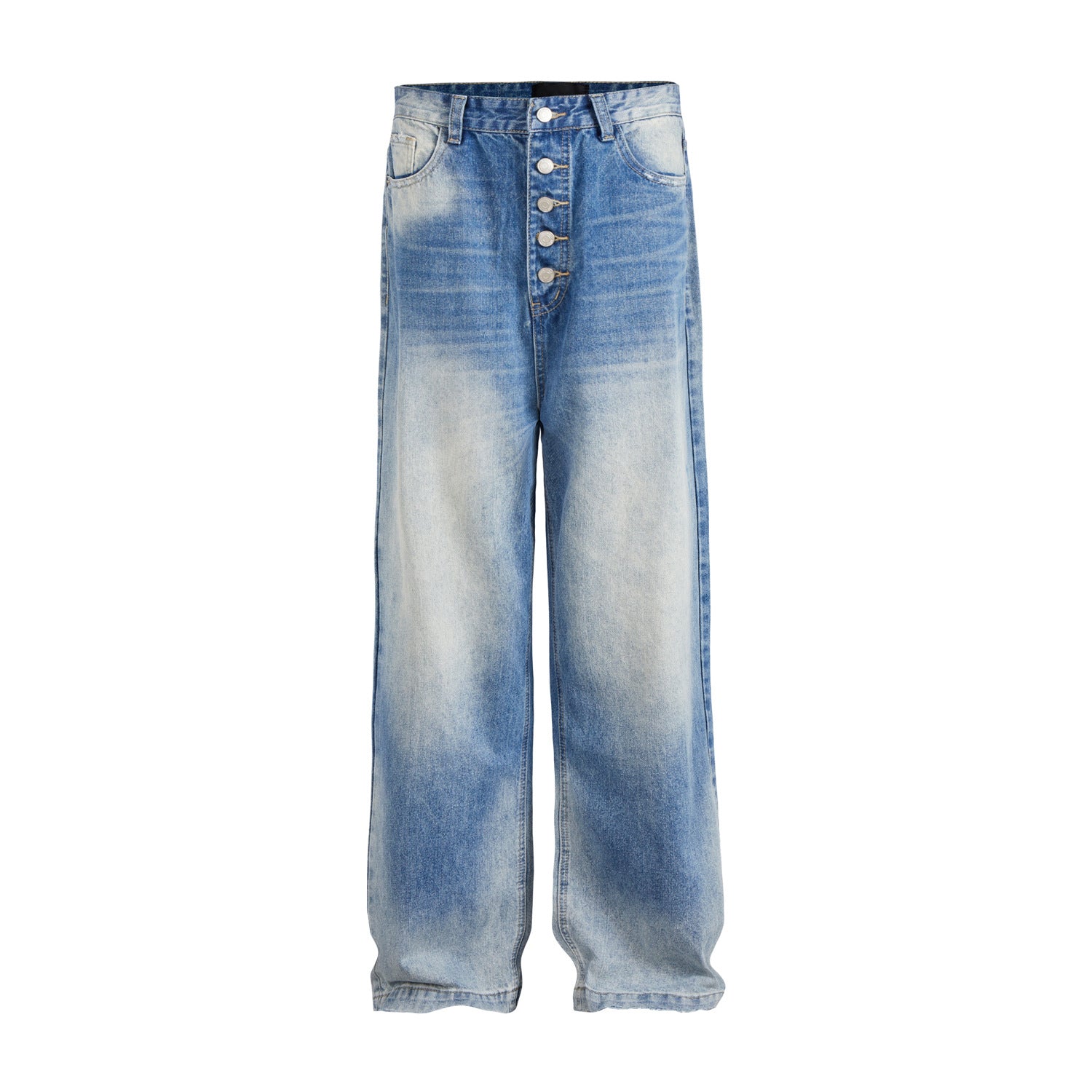 MADEEXTREME washed blue cat whisker embroidered flower Jeans