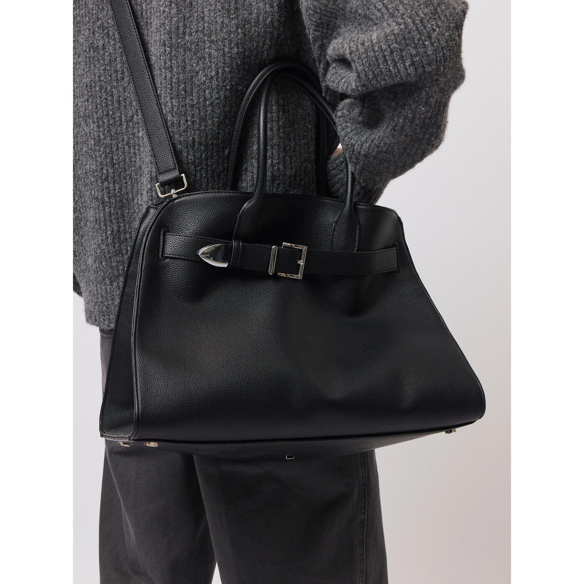 Stay the Night Deep Brown Faux Suede Pebbled Leather Drawstring Crossbody Tote