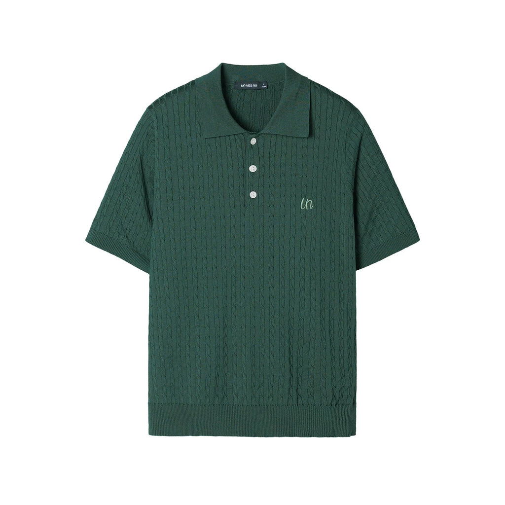 Unvesno 100% Lyocell Embroidered Knit Polo Shirt