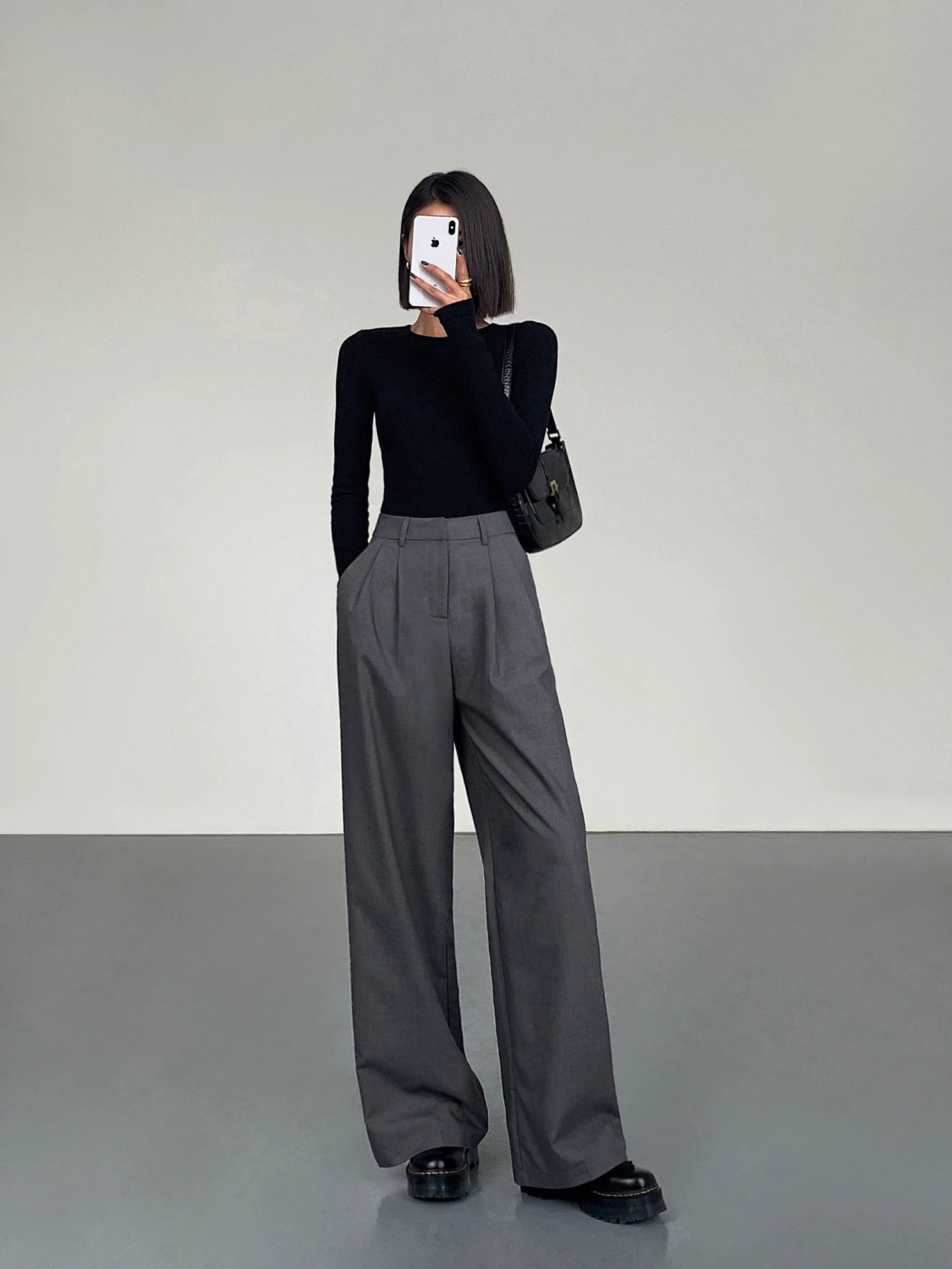 Ousph High Waist Loose Versatile Mopping Casual Pants