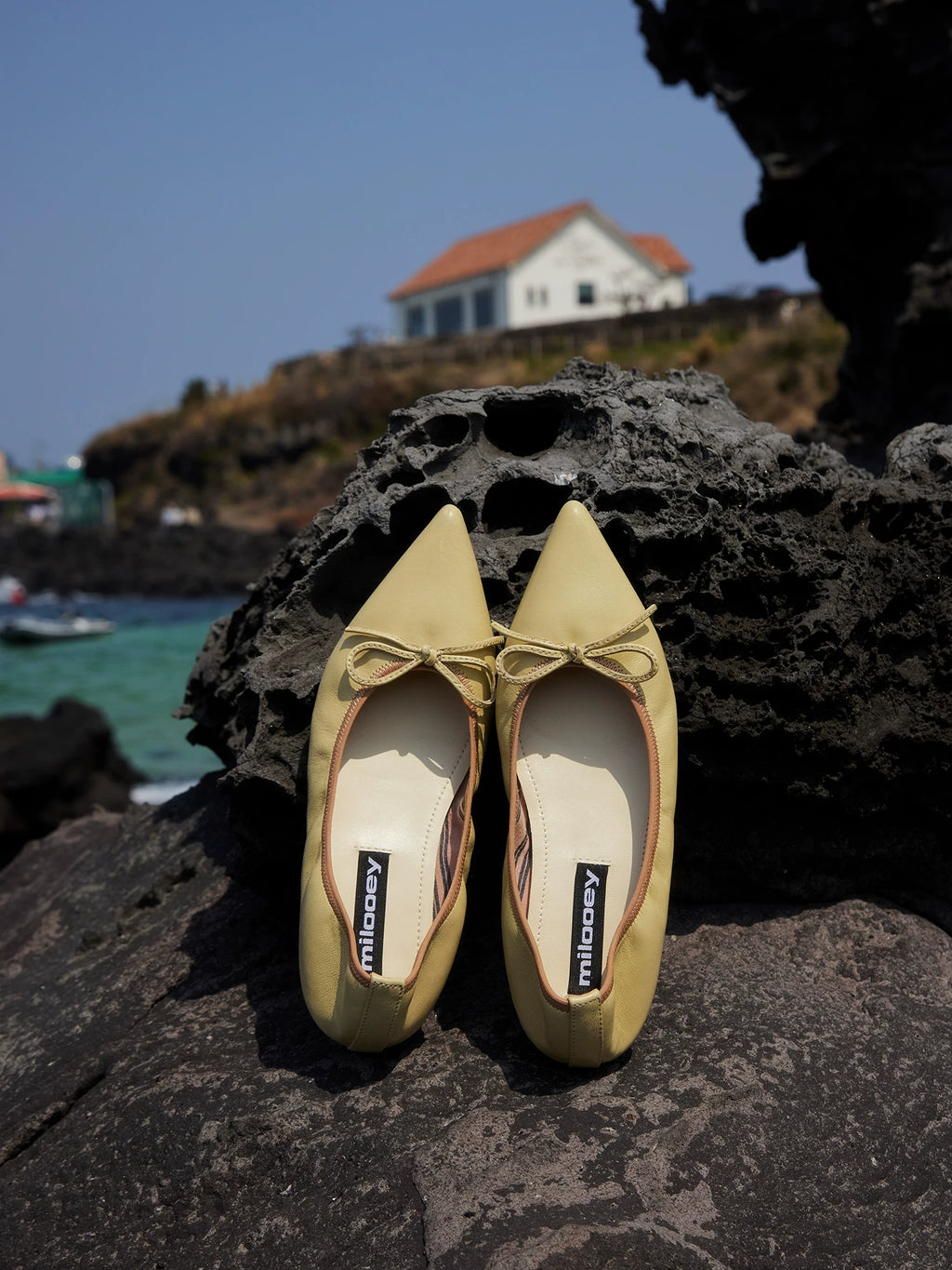 MILOOEY Leather Pointed-Toe Ballet Flat