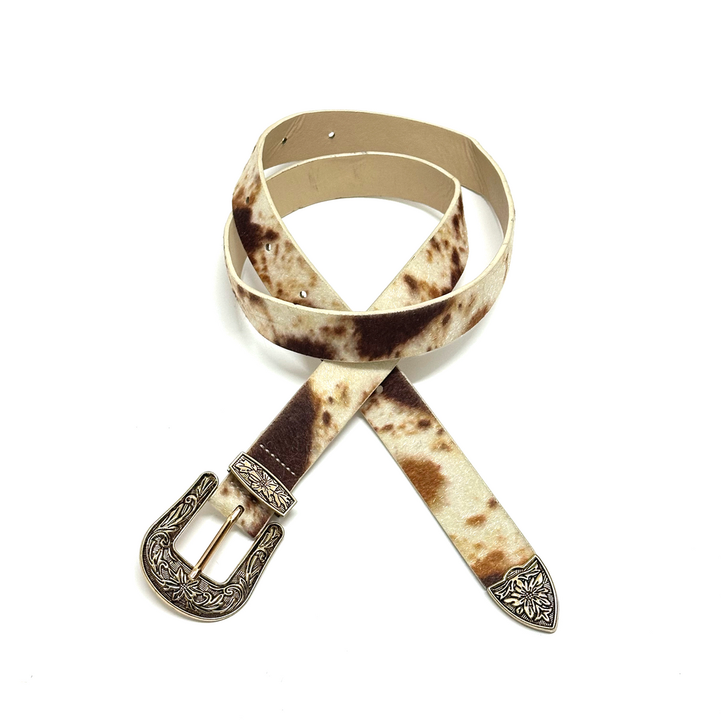DPOL Cow Pattern Belt Maillard Couple Belt