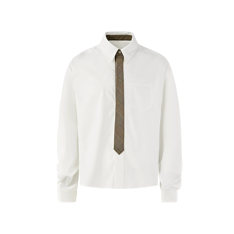 KREATE Stitched Plaid Long-sleeved Shirt