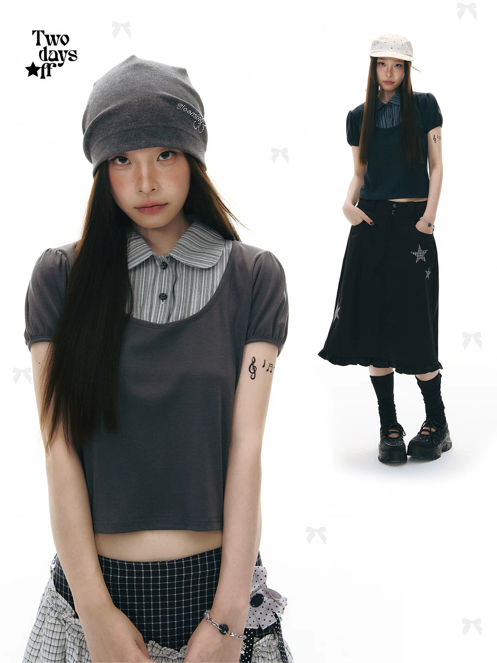 Two days off lab Striped 260g Breathable Cropped Tee