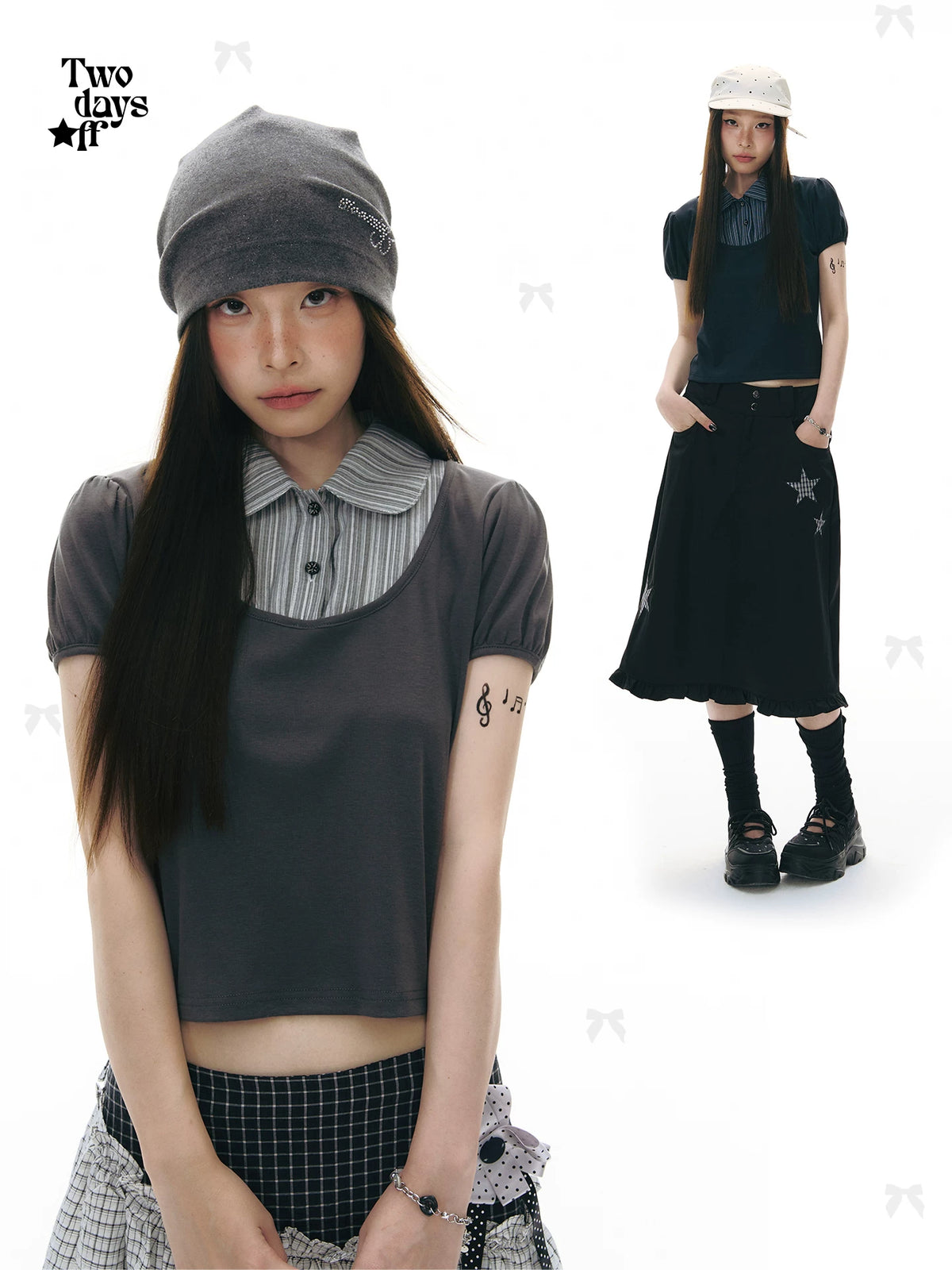 Two days off lab Striped 260g Breathable Cropped Tee