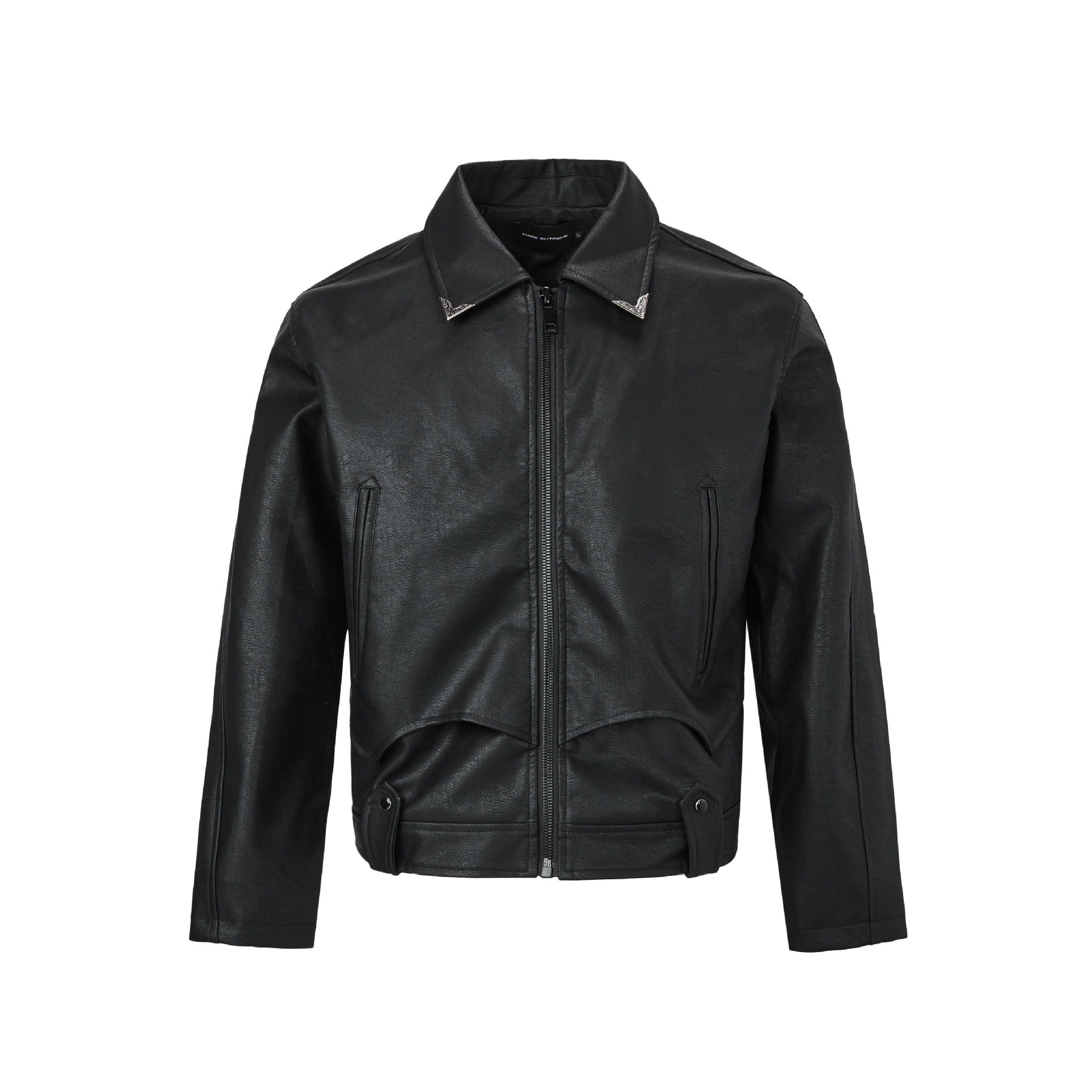 MADEEXTREME Spring Men's Oil Wax UV Crack Texture Retro PU Leather Short Jacket