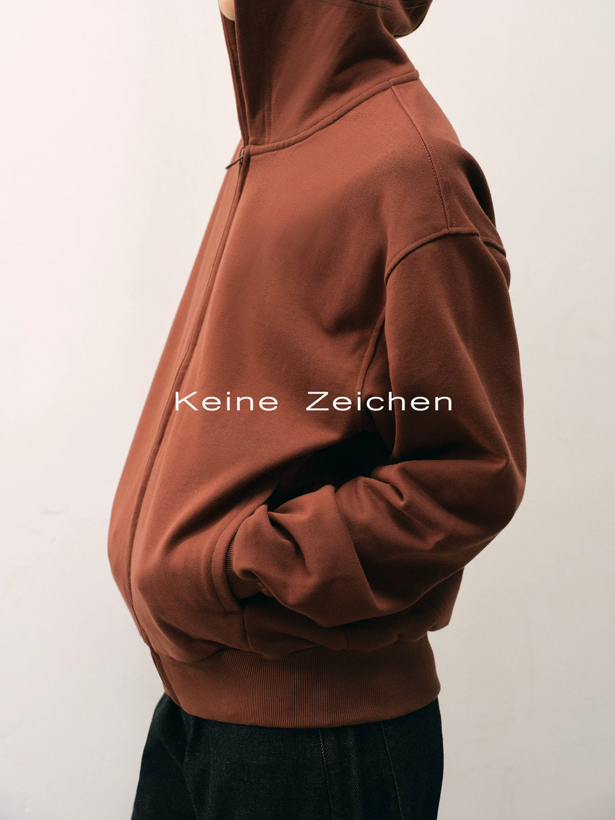 NO LOGO 400g Brushed Fleece Loose Fit Zip-Up Hoodie