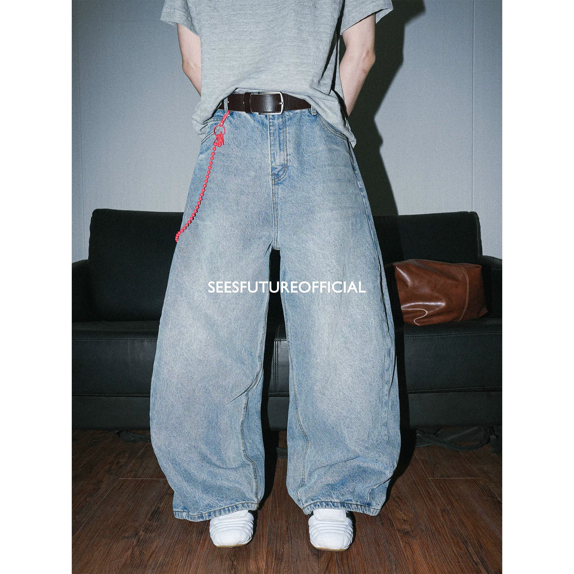 Seesfuture Versatile Floor-mopping Wide-leg Jeans