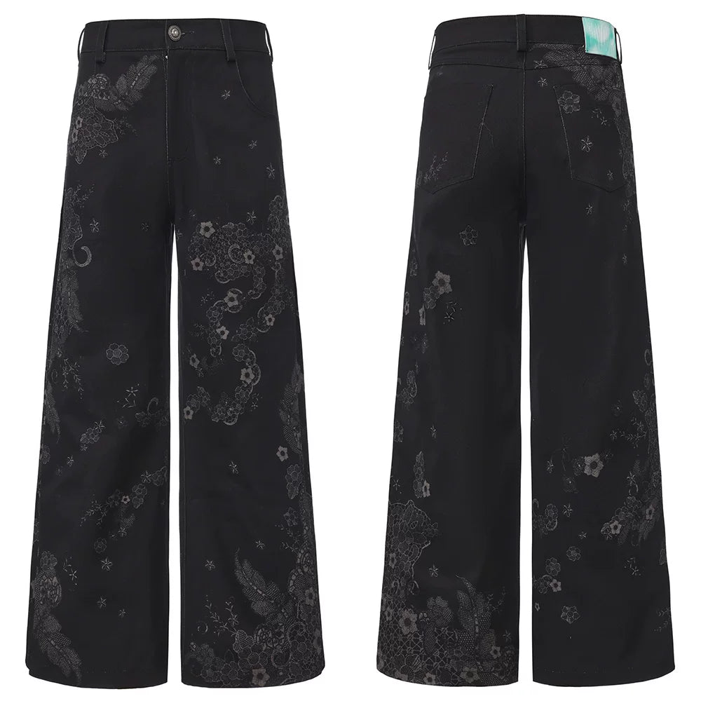 FayChui Lace-Trim Wide-Leg Jeans
