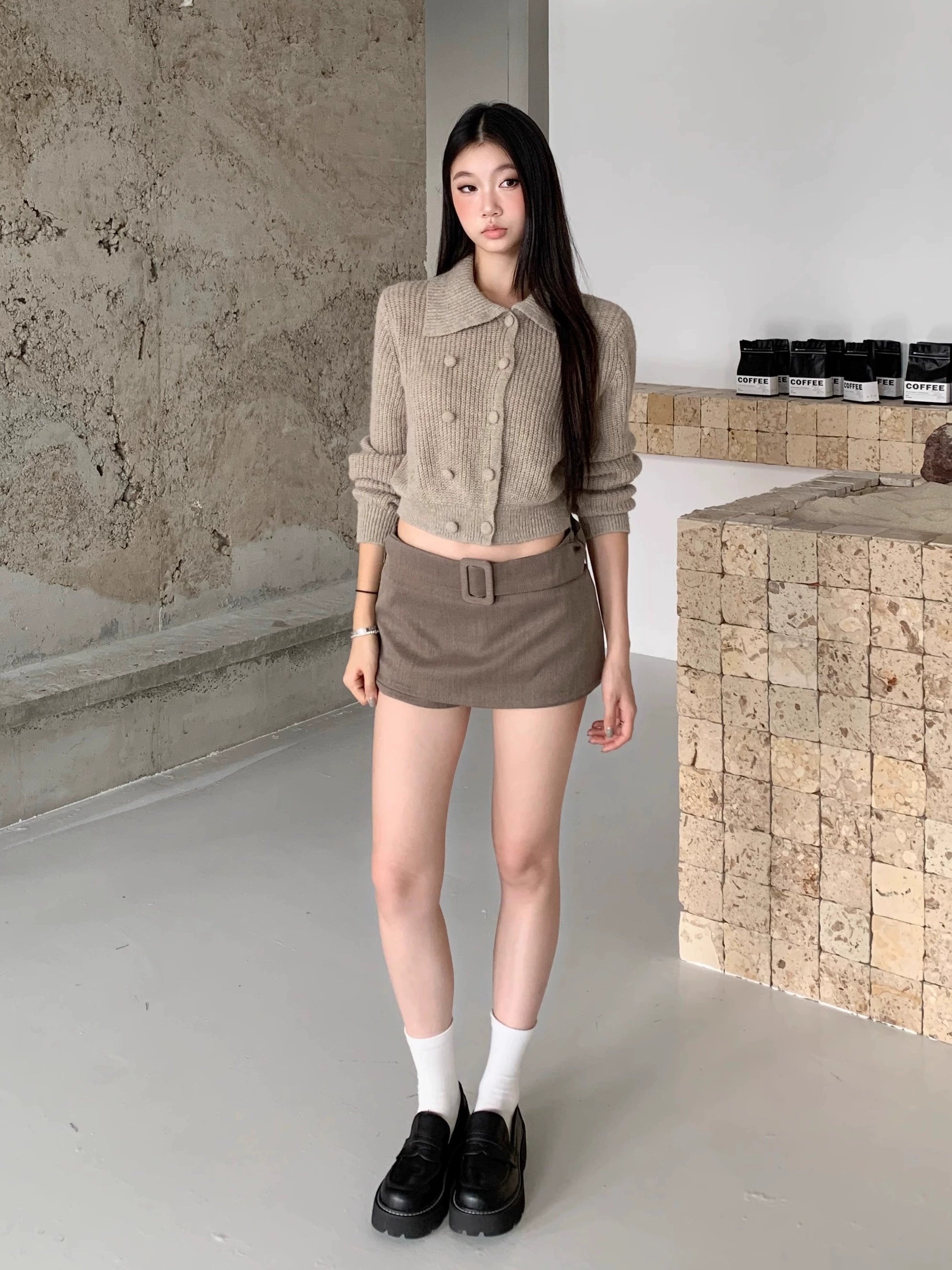 WITHMIN Skinny Casual Versatile Short Cardigan
