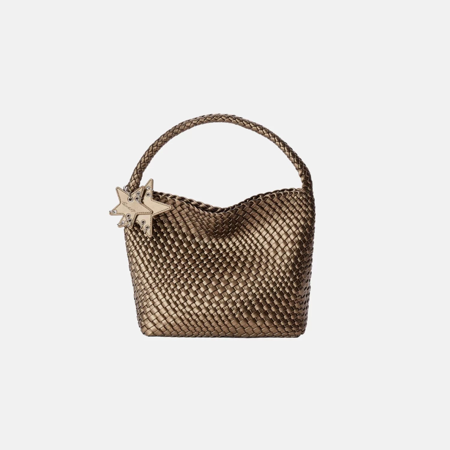ECODAY Silver Woven Faux Leather Shoulder Bag