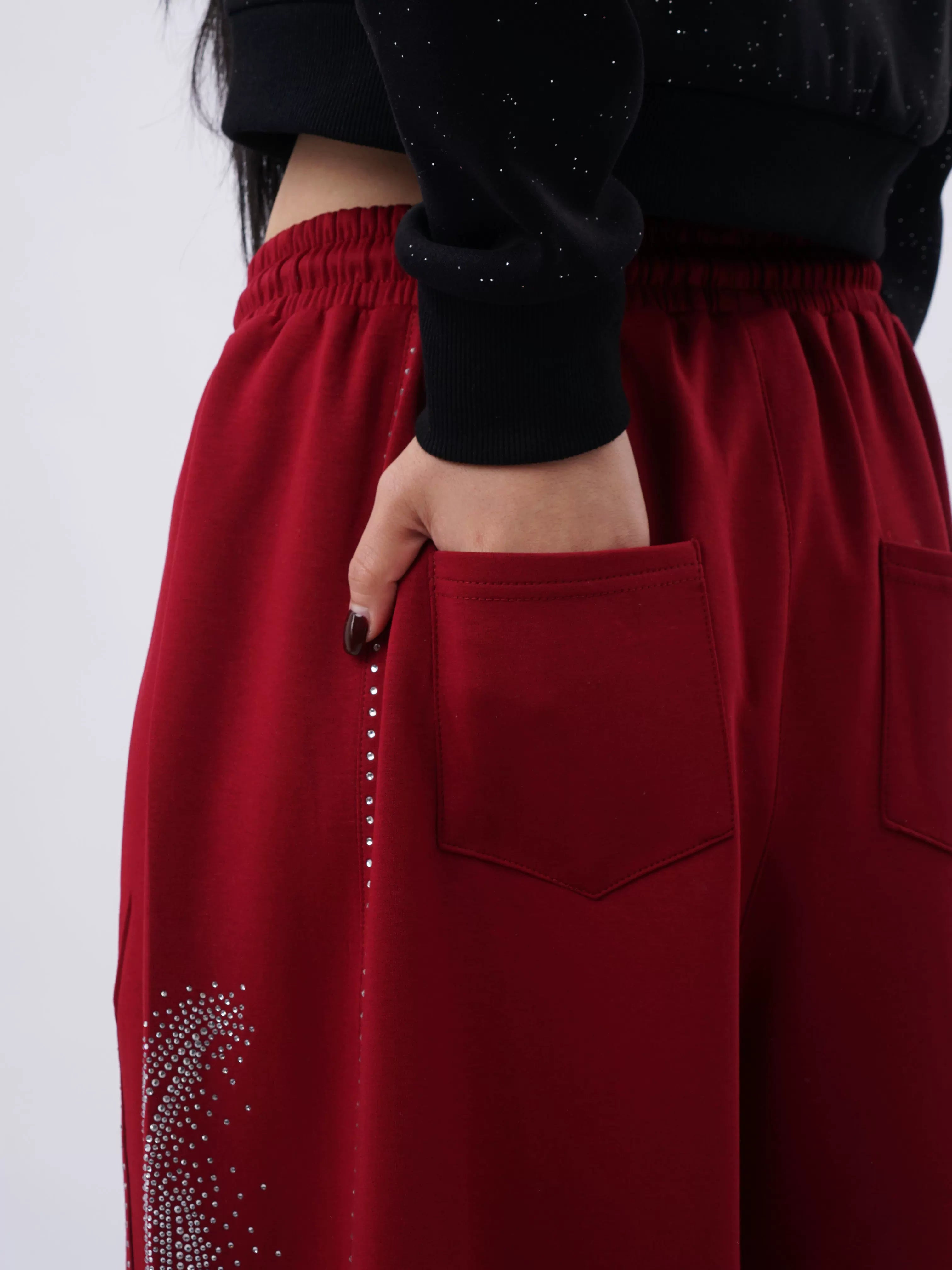 SAMUSAN Hot Diamond Casual Loose Sweatpants Wide Leg Pants