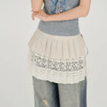 Girlyhalo Vintage Lace Pleated Mid-Rise Mini Skirt