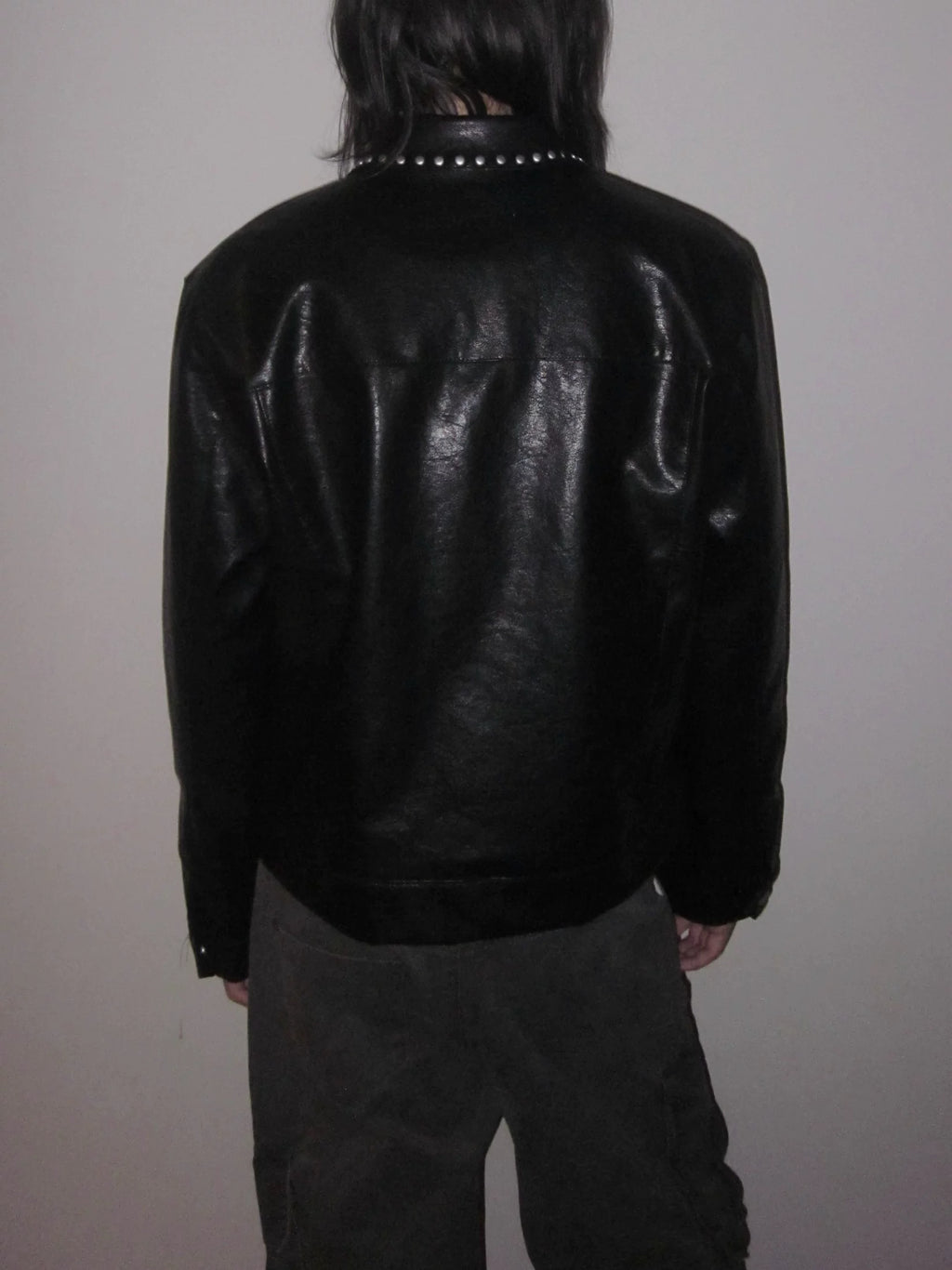 URRRGE Vintage Rivet Design Motorcycle Leather Jacket