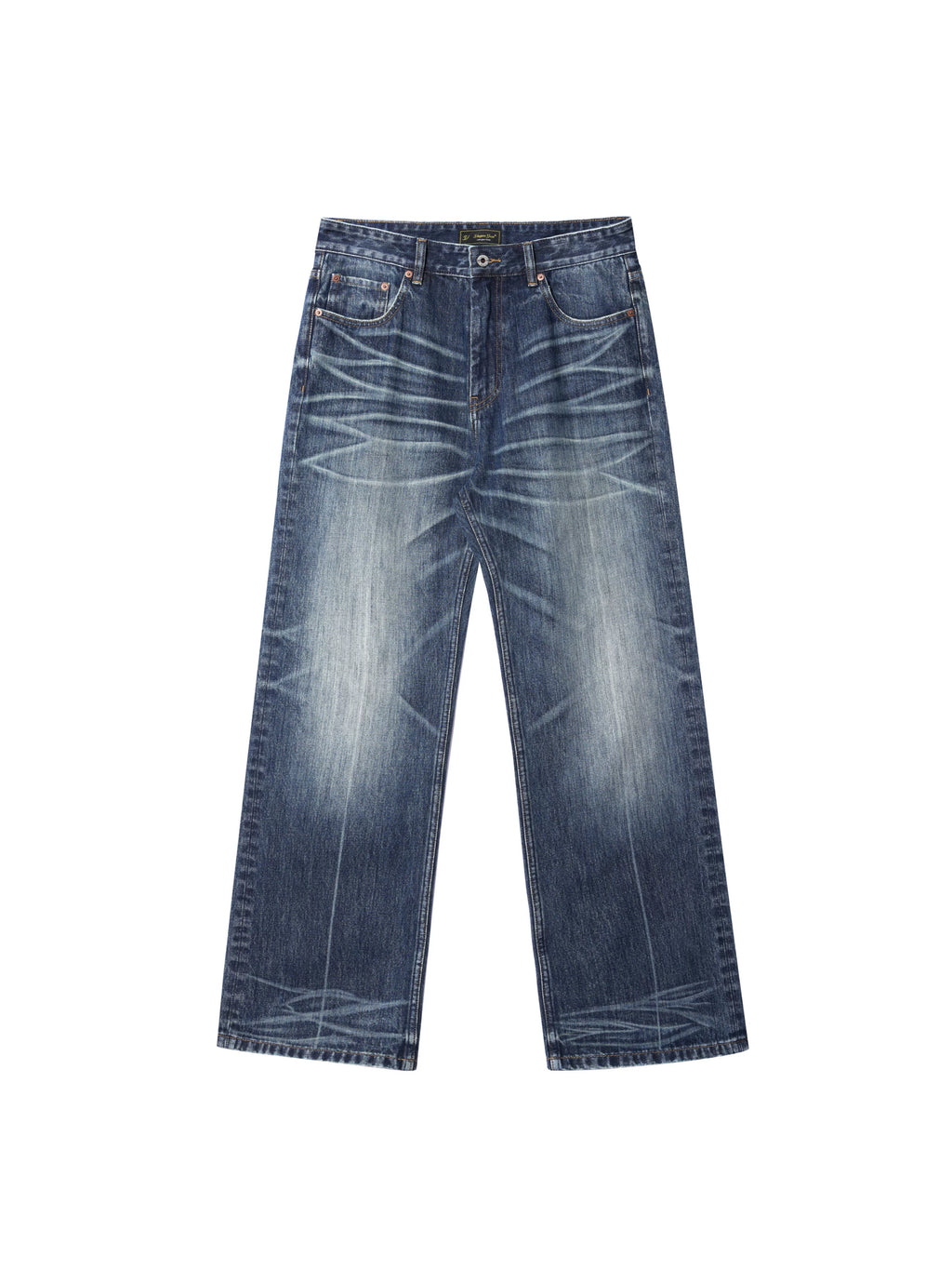 VOWPROGRESS Mid-Rise Flared Dark Blue Heavy-Wash Slim Jeans