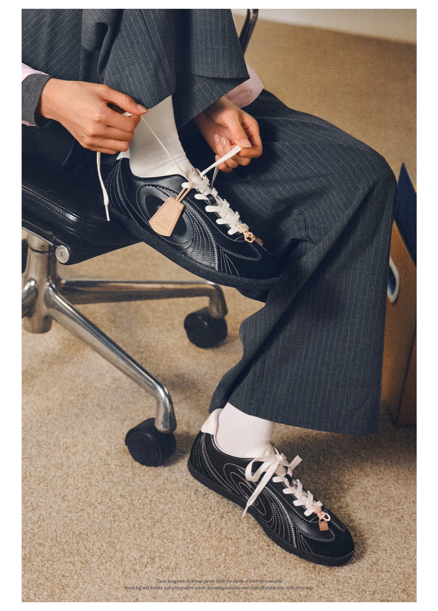 OLD ORDER Leather Lace-Up Retro Trainer