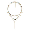 MASW Green Feather Layered Necklace