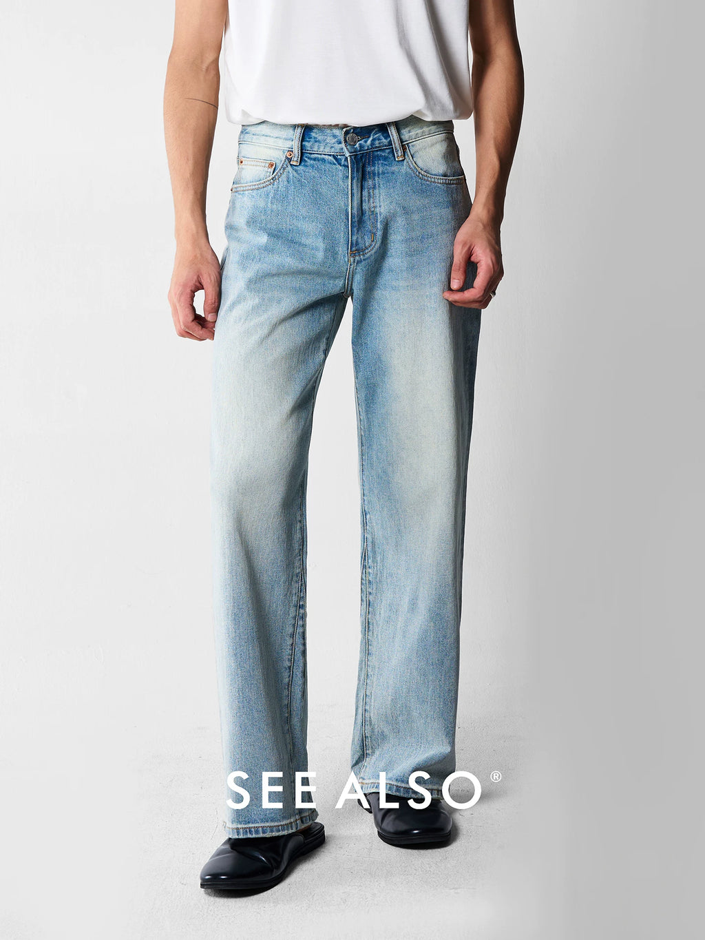 SEE ALSO Blue Denim King Wide-Leg High-Waist Straight-Leg Jeans