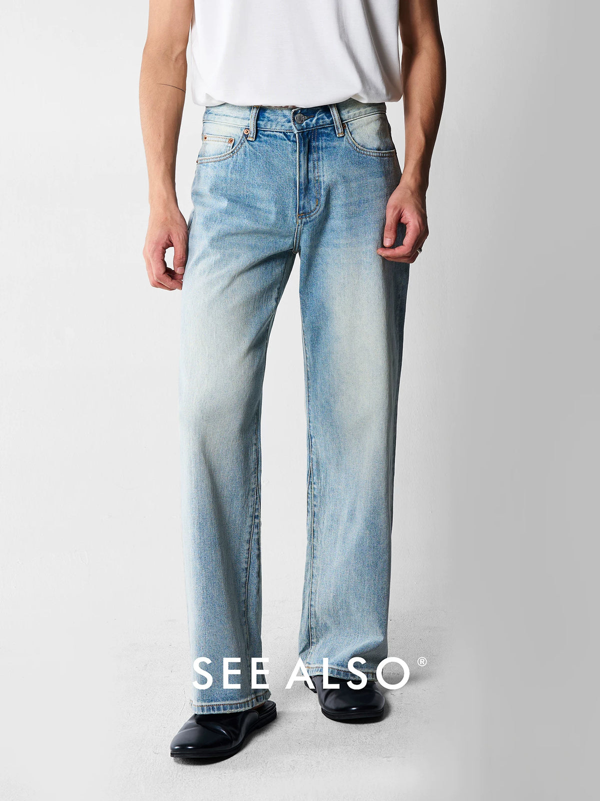 SEE ALSO Blue Denim King Wide-Leg High-Waist Straight-Leg Jeans