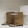 CHILIGIRL Suede Cross-Strap Mid-Calf Western Boot