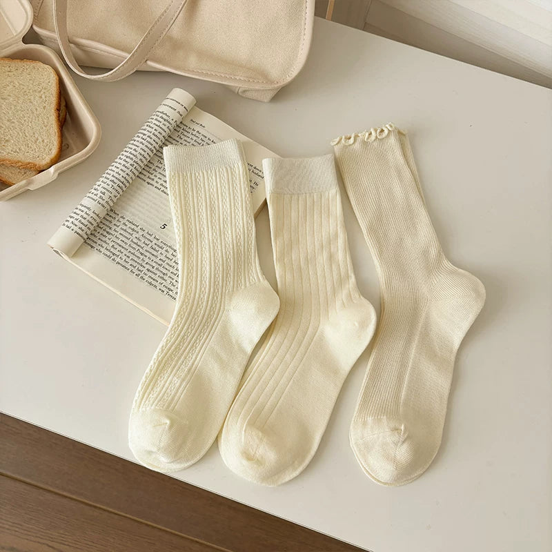 Halo Honey Moisture-Wicking Polka Dot Rolled Edge Mid-Calf Socks