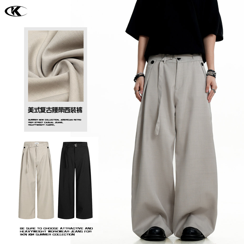 11KN Double Pleat High-Waist Wide-Leg Trousers