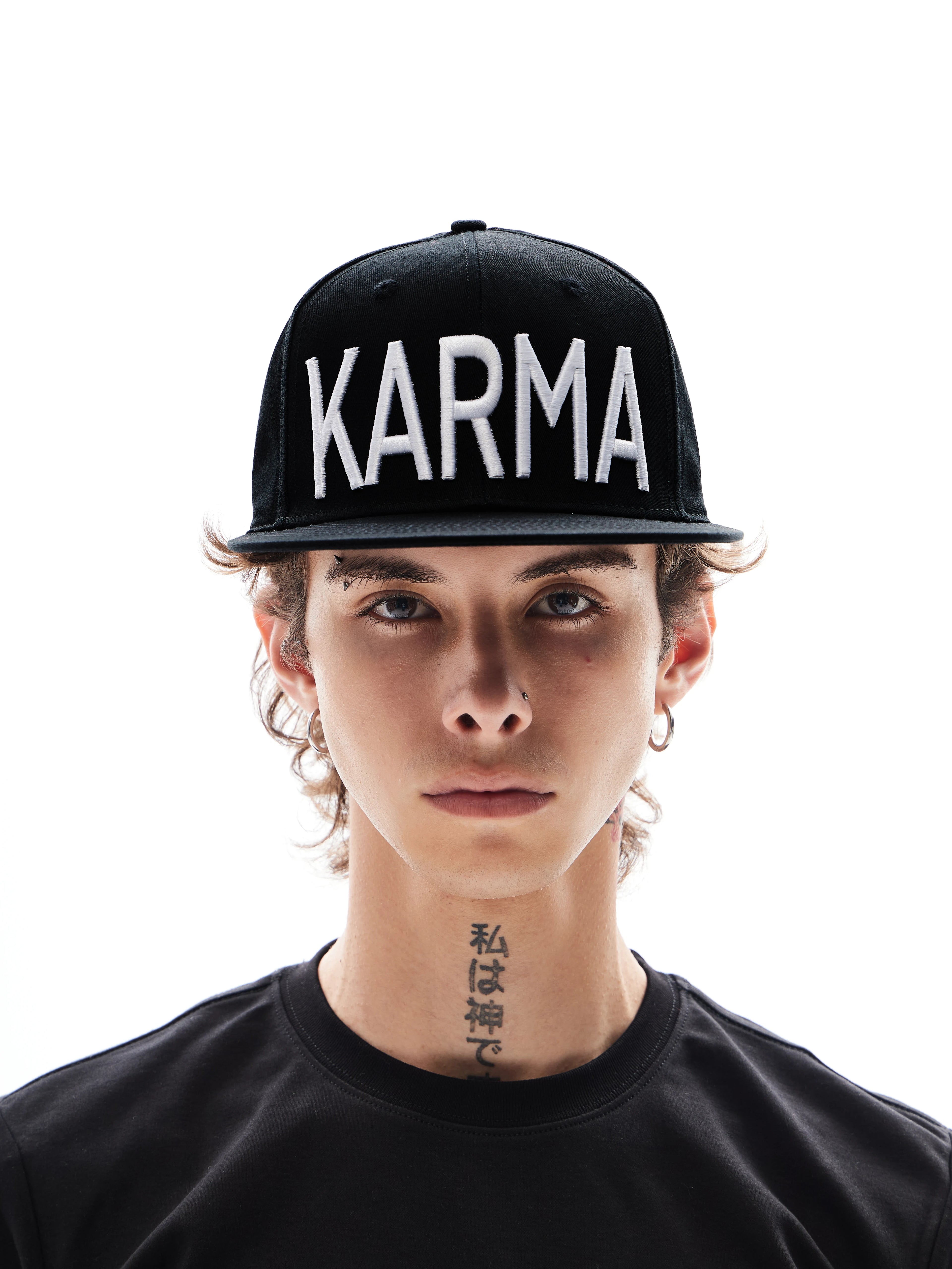 KARMANISTIC Embroidered Letter Flat-Brim Cap