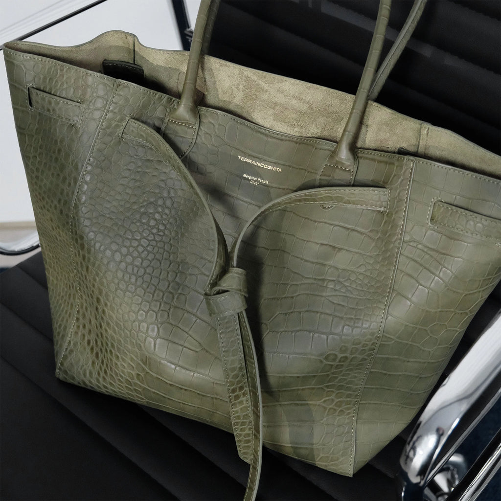 TERRAINCOGNITA Faux Leather Croc-Embossed Shoulder Bag - Zip Top