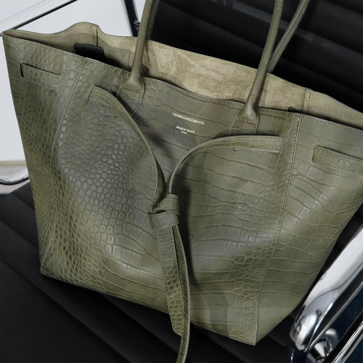 TERRAINCOGNITA Faux Leather Croc-Embossed Shoulder Bag - Zip Top
