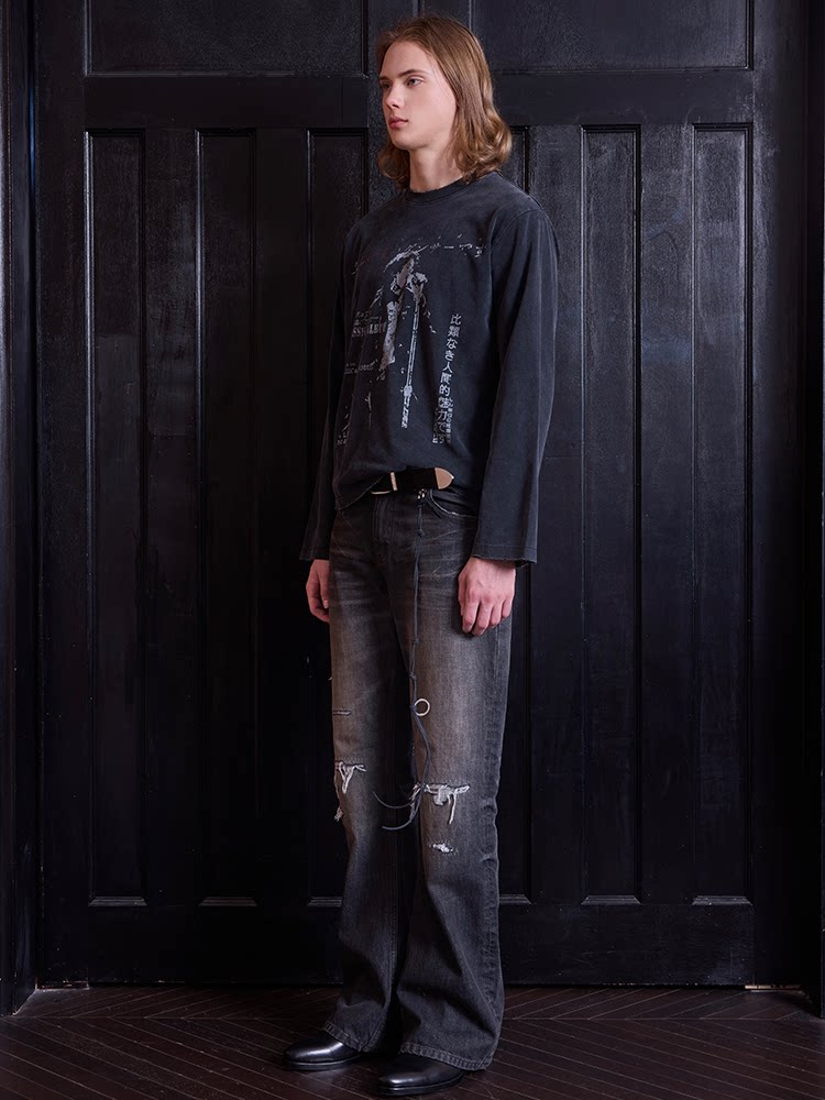 VLABMADE Mid-Rise Distressed Bootcut Jeans