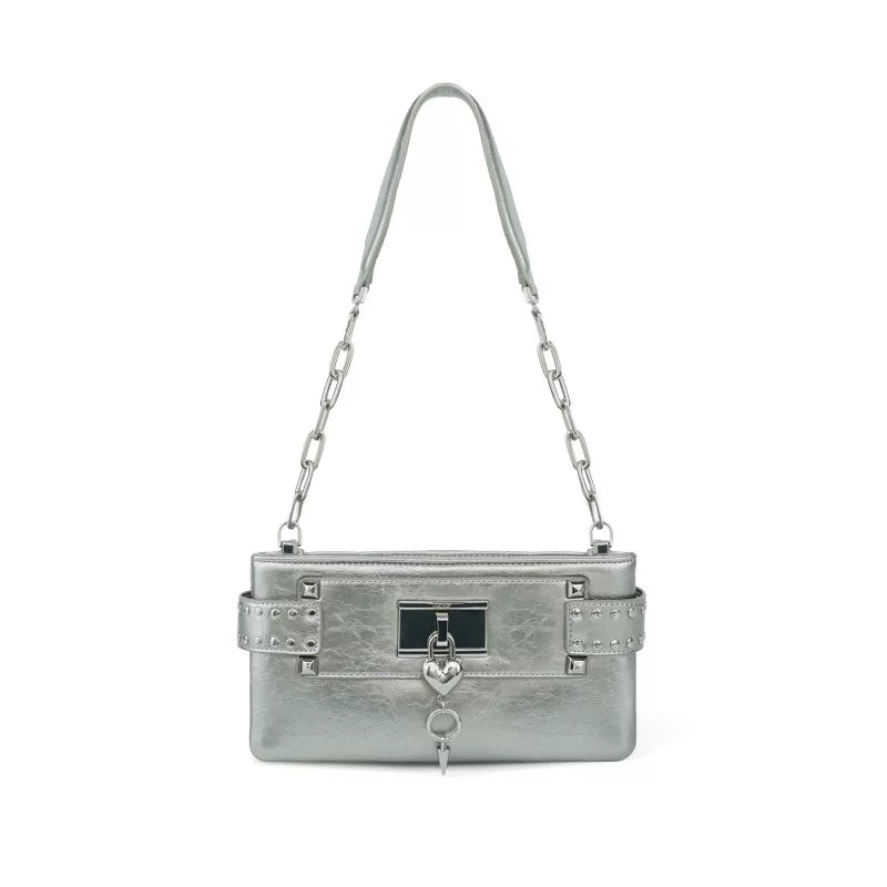 VFVF Denim Blue Faux Leather Zip-Top Crossbody Bag