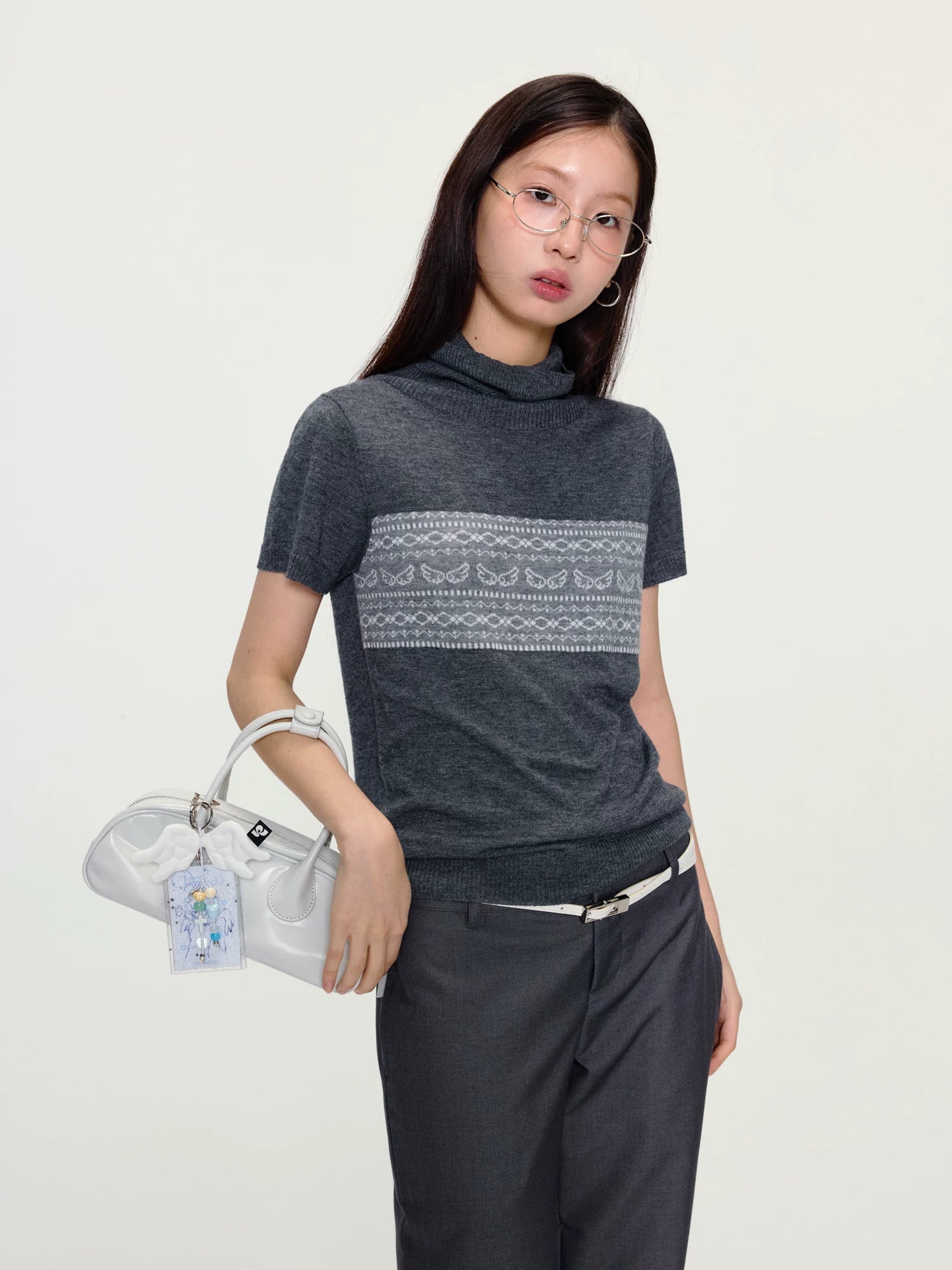 Yawhat Fair Isle Wool-Blend Cropped Knit Top