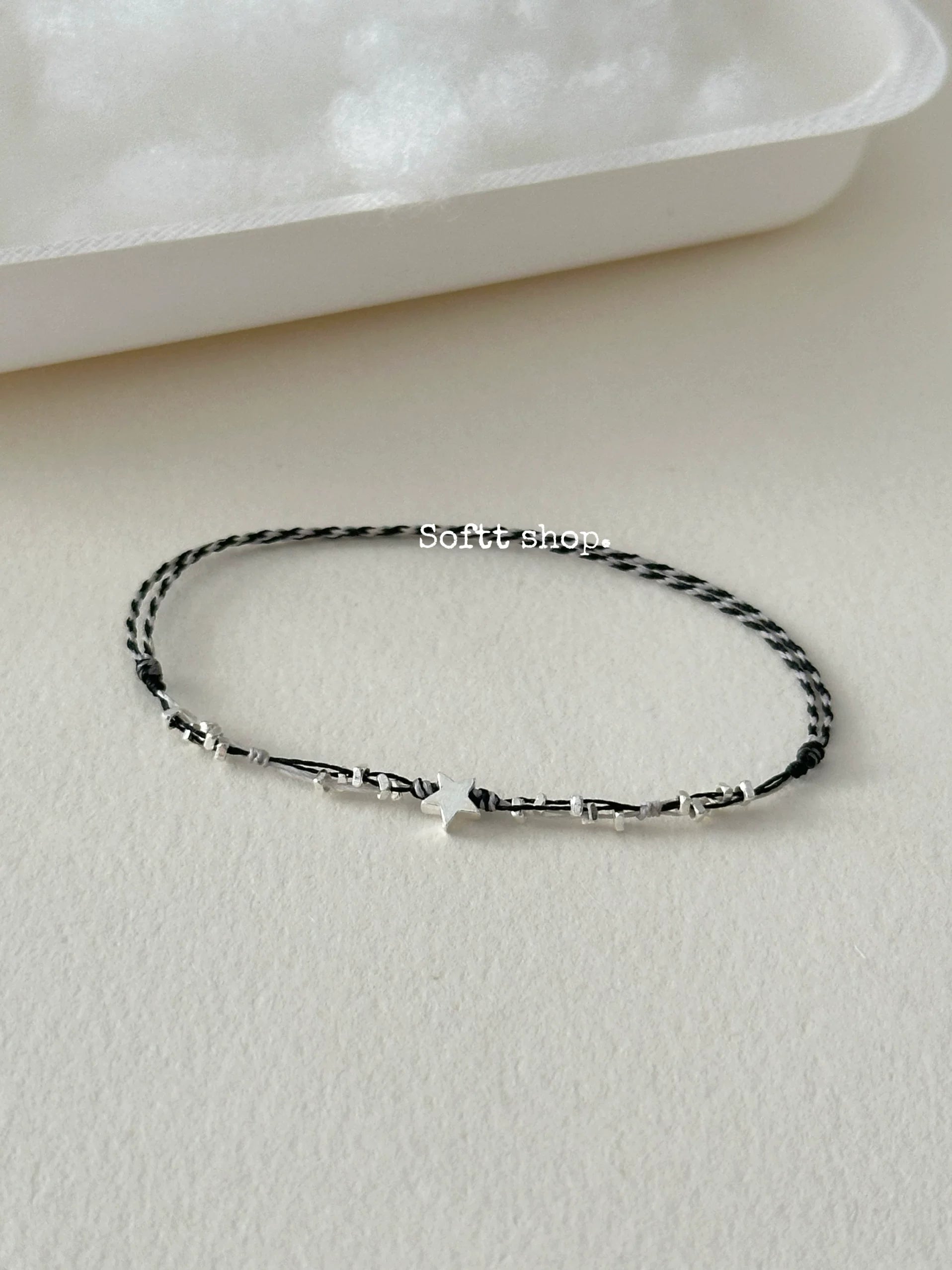 softt Sterling Silver Star Charm Braided Bracelet