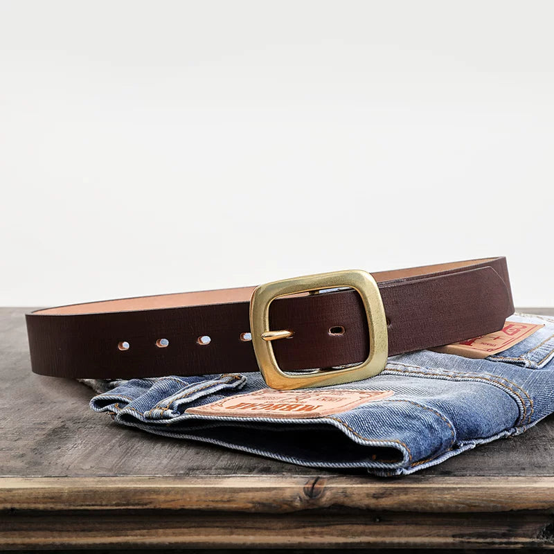 Mbbcar Vintage Hand-Dyed Leather Belt