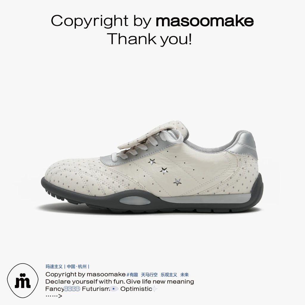 MASOOMAKE Leather Lace-Up Low-Top Sneaker