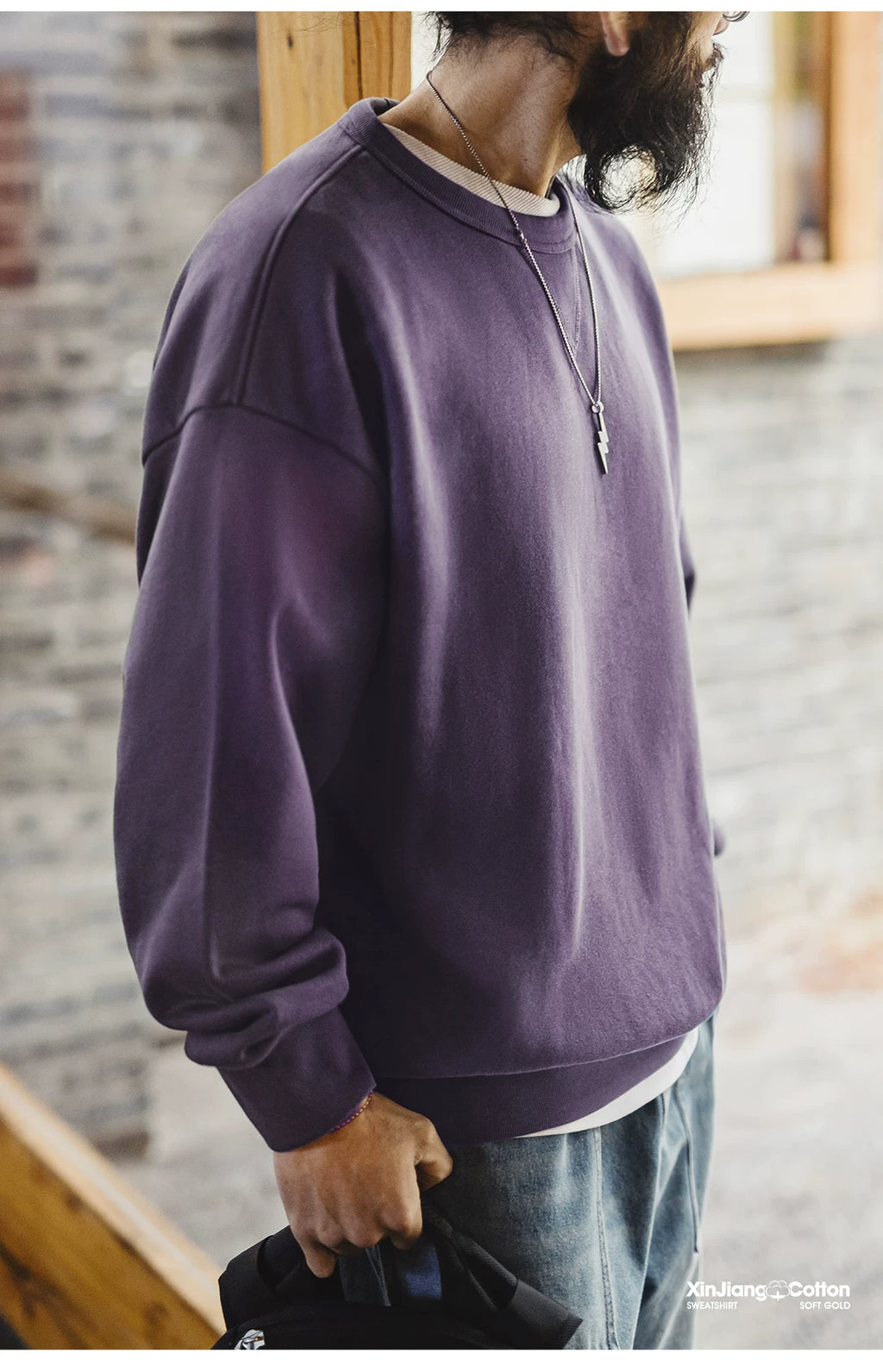 Madden Xinjiang Cotton Round Neck Pullover Loose Jacket Sweater